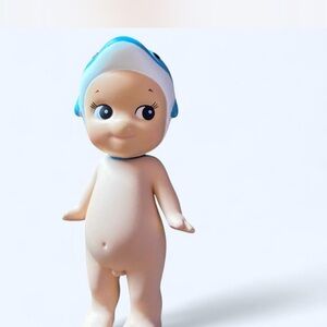Adorable Blue and Cream Kids Toy Figure
